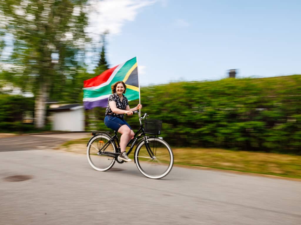 Doughter on bicycle