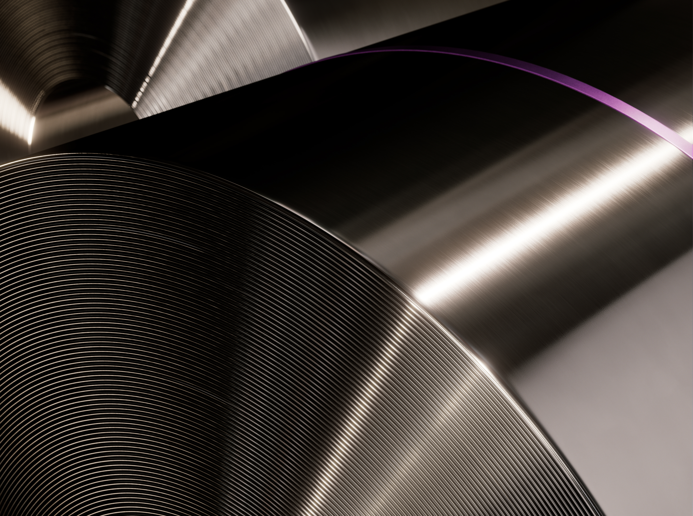 illustrationsbild av rullar med stål. Mitt i går det en lila rand. 